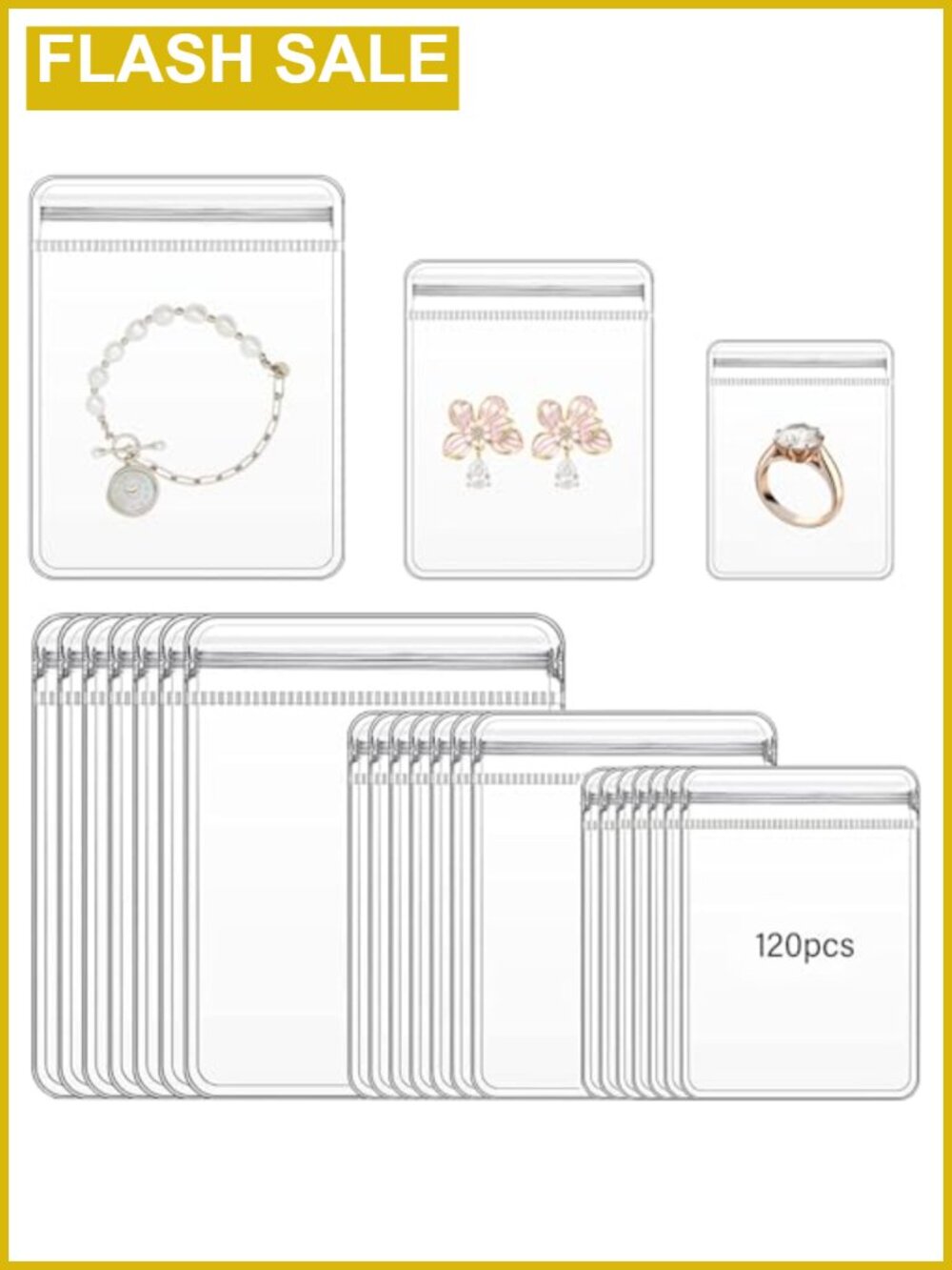 120 Clear PVC Jewelry Bags Zipper Pouch Anti Tarnish Storage